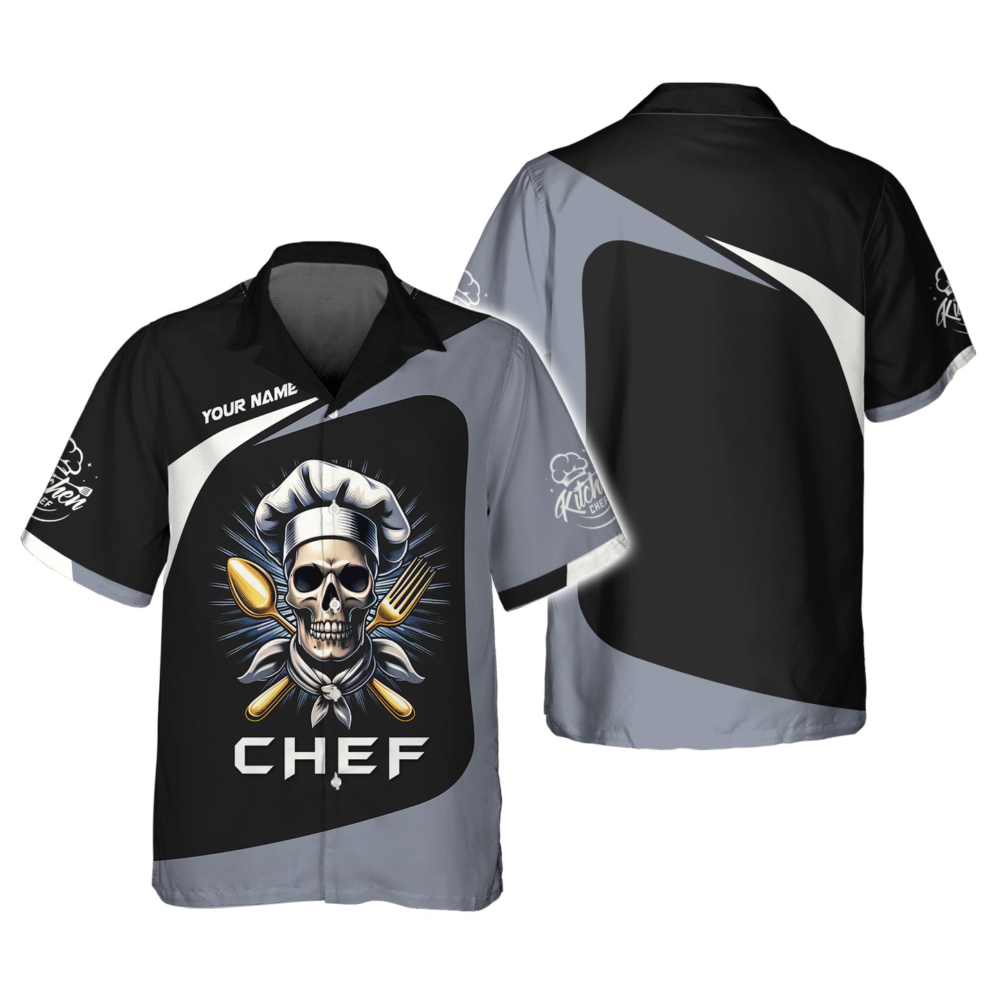 Personalized Custom T-Shirt Skull Chef 3D Shirt Gif For Cooking Chef