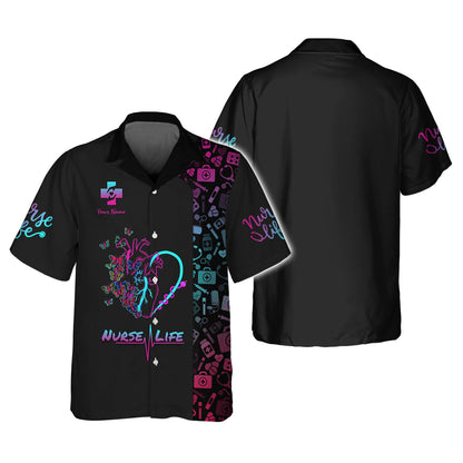 Zipper Hoodie Neon Nurse Heart 3D Shirt Nurse Life Custom T-Shirts