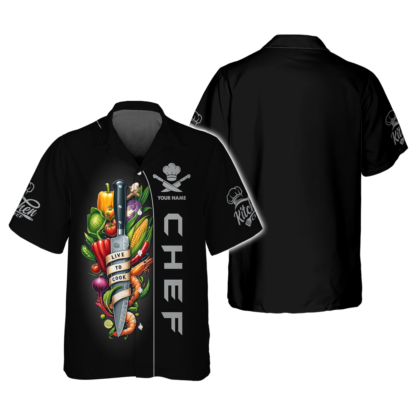 Chef Knife And Vegetables 3D Shirt Knives Cooking Chef Custom T-Shirts