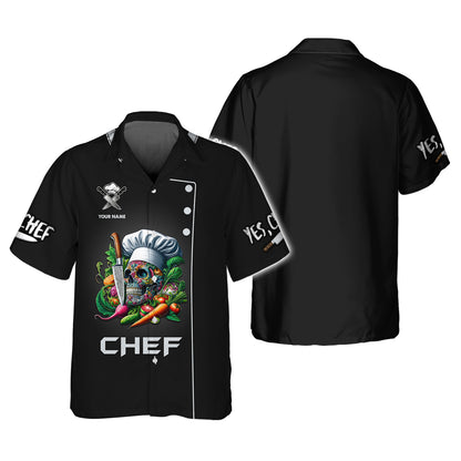 Chef Cooking 3D Shirt Skull Chef Kitchen Custom T-Shirts Gif For Chef