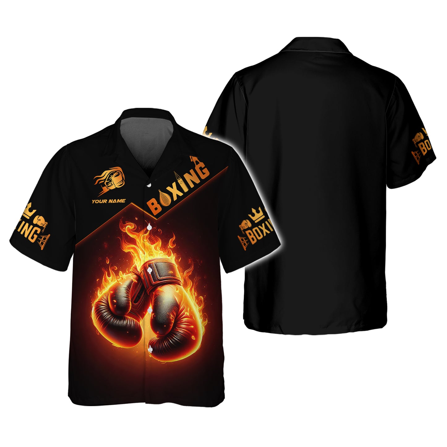 Closeup Of Boxing Gloves With Fire 3D Shirts Boxing Custom T-Shirts