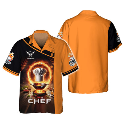 Chef Pan On Fire 3D Shirt Cooking Chef Custom T-Shirts Gif For Chef