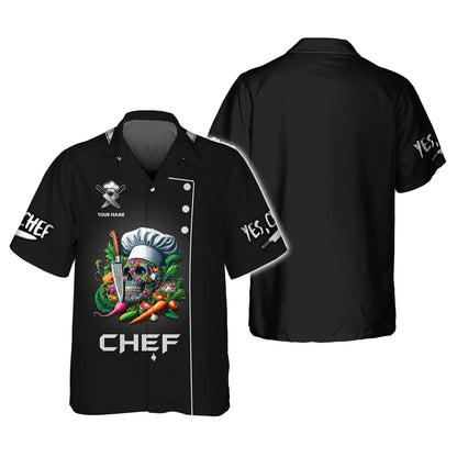 Zipper Hoodie Chef Cooking 3D Shirt Skull Chef Kitchen Custom T-Shirts Gif For Chef