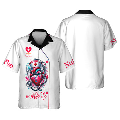 Nurse Life Custom T-Shirts Heart And Stethoscope 3D Shirt