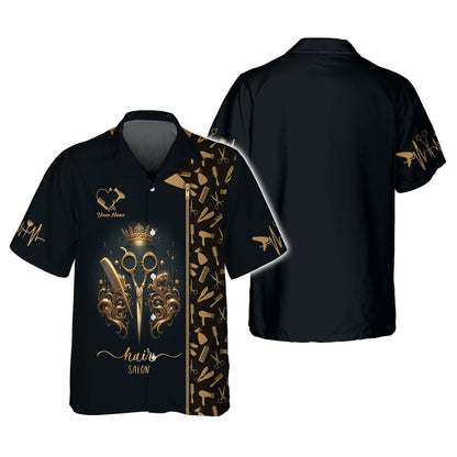 Hairdresser Custom T-Shirts Hair Salon Golden Symbol 3D Shirt