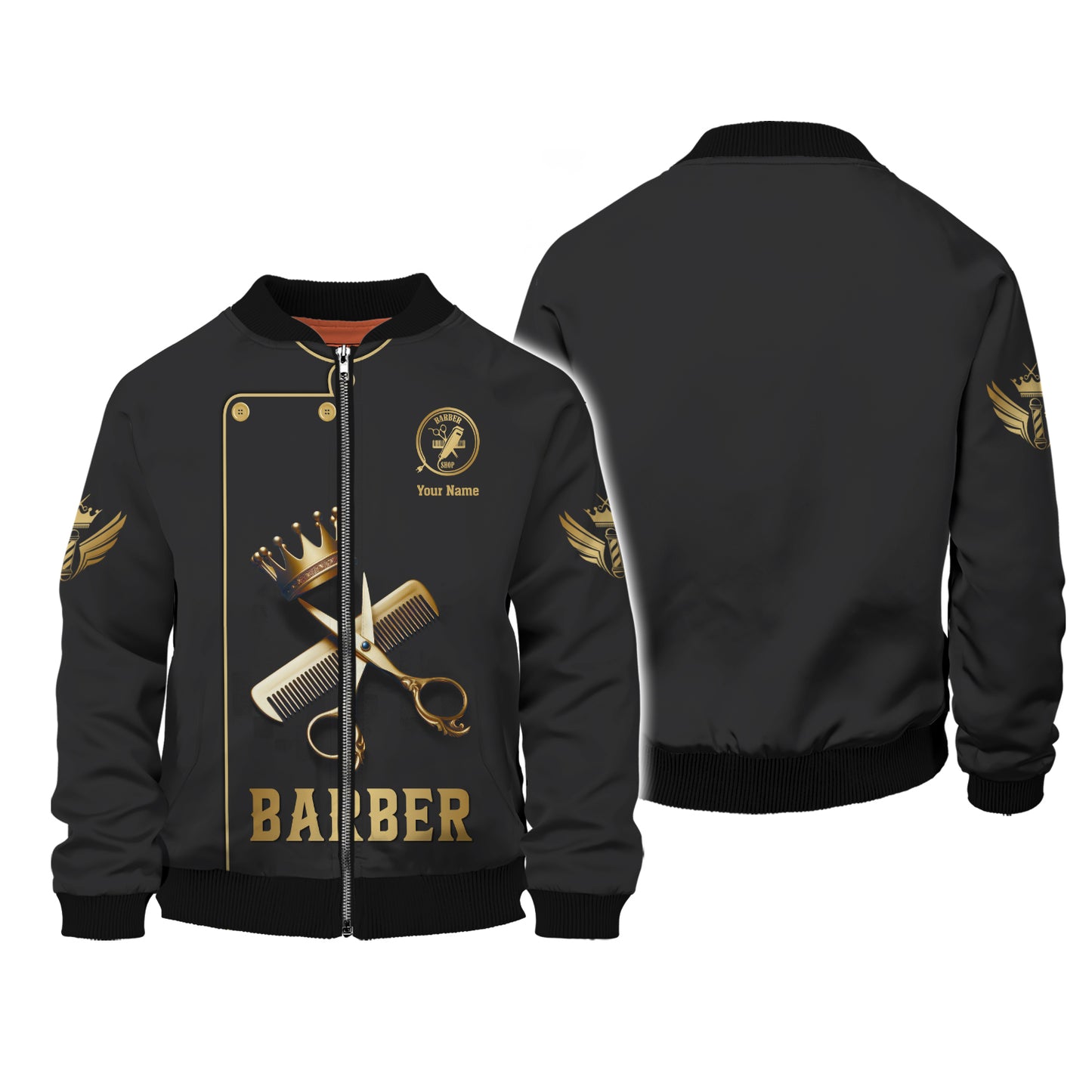 Golden Scissors And Comb With Crown 3D Shirt Barber Custom T-Shirts