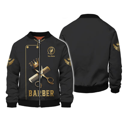 Golden Scissors And Comb With Crown 3D Shirt Barber Custom T-Shirts