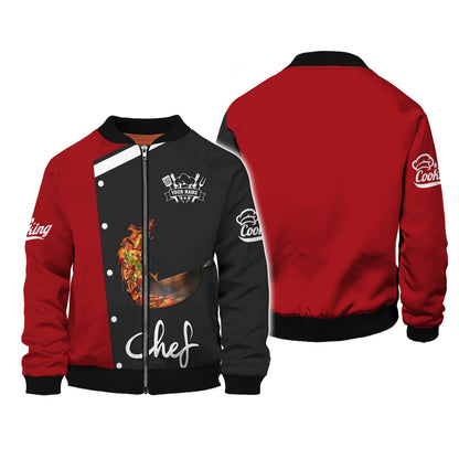 Zipper Hoodie Food Is Being Tossed With Fire 3D Shirts Cooking Chef Custom T-Shirts, Hoodie