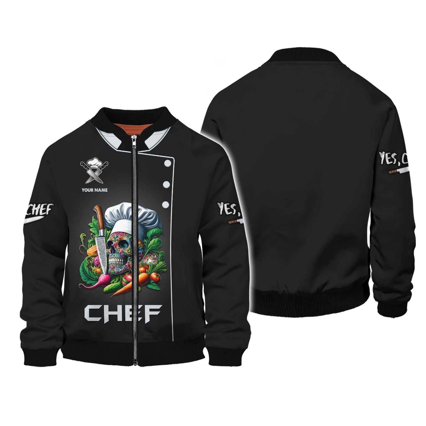 Chef Cooking 3D Shirt Skull Chef Kitchen Custom T-Shirts Gif For Chef