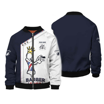 Zipper Hoodie Crowned Barbershop Lamp 3D Shirt Barber Custom T-Shirts