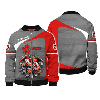 Zipper Hoodie Rugby Custom T-Shirts  St George's Dragon 3D Shirts