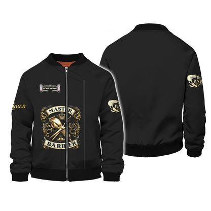 Zipper Hoodie The Master Barber Golden Symbol 3D Shirt Barbershop Custom T-Shirts