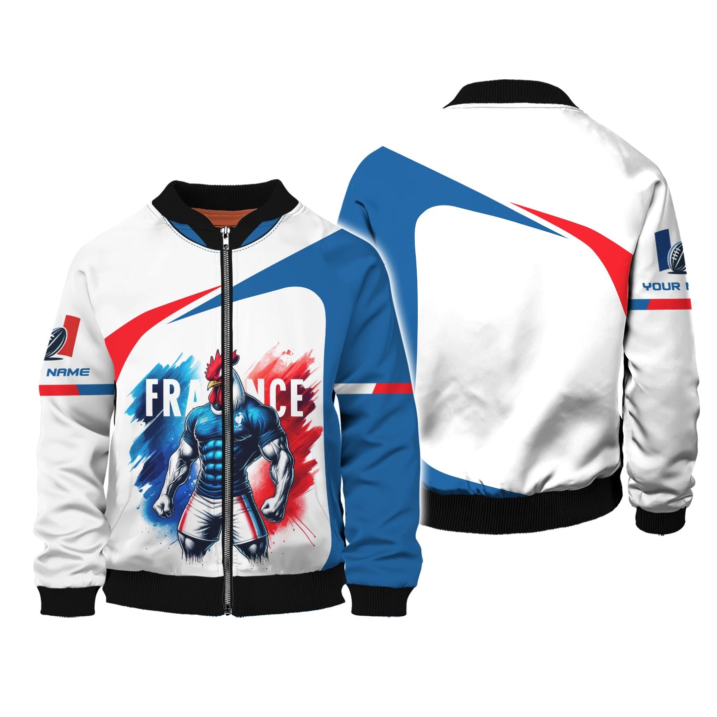 ZIpper Hoodie French Rugby League Federation 3D Shirts Rubgy Custom T-Shirts