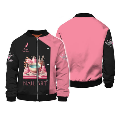 Zipper Hoodie Rose Colored Nail Art Tools 3D Shirts Nails Artist Custom T-Shirts