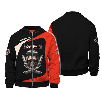 Zipper Hoodie Personality Barbershop Custom T-Shirts Skull Barber 3D Shirt Gif For Barber