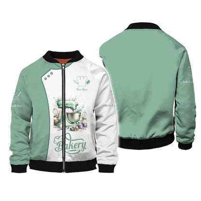 Zipper Hoodie Watercolor Baker Tools 3D Shirts Bakery Custom T-Shirts