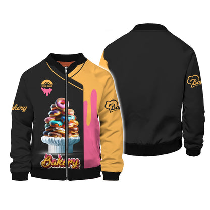 Zipper Hoodie Bakery Sweet Cake Custom T-Shirts Gif For Baker Colorful Delicious Donuts 3D Shirt