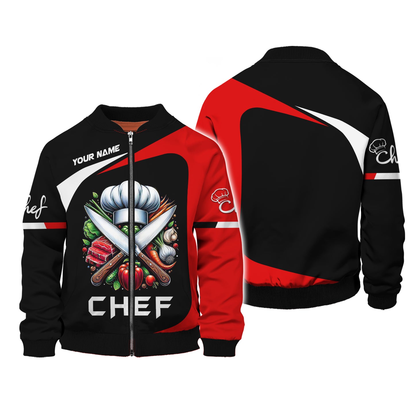 Zipper Hoodie Unisex Knives Chef Custom T-Shirts Gif For Chef, Cooking Chef 3D Shirt