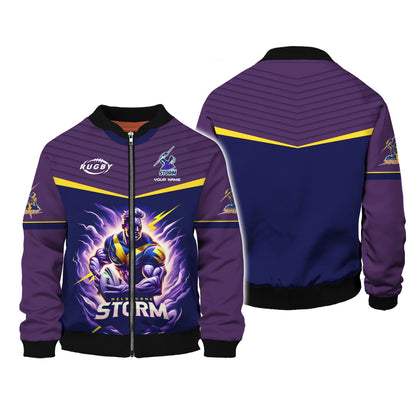 Zipper Hoodie Melbourne Storm 3D Shirt Rugby Custom T-Shirts