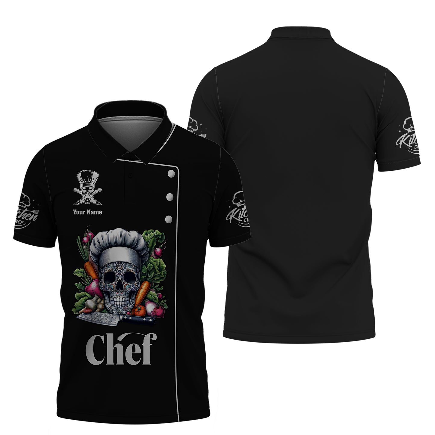 Skull Chef Unisex Custom T-Shirts Cooking Chef 3D Shirt