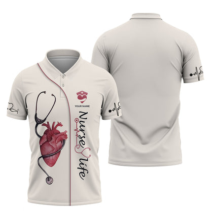 Stethoscope With Heart 3D Shirt Beautfull Nurse Tattoo Custom T-Shirts