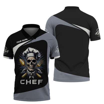 Personalized Custom T-Shirt Skull Chef 3D Shirt Gif For Cooking Chef