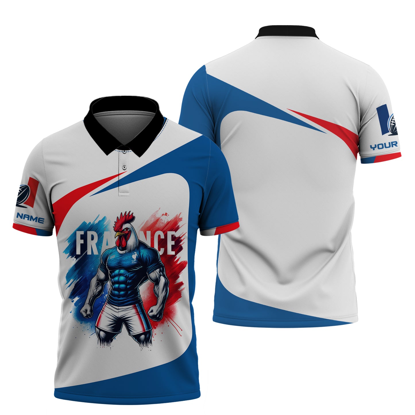 French Rugby League Federation 3D Shirts Rubgy Custom T-Shirts