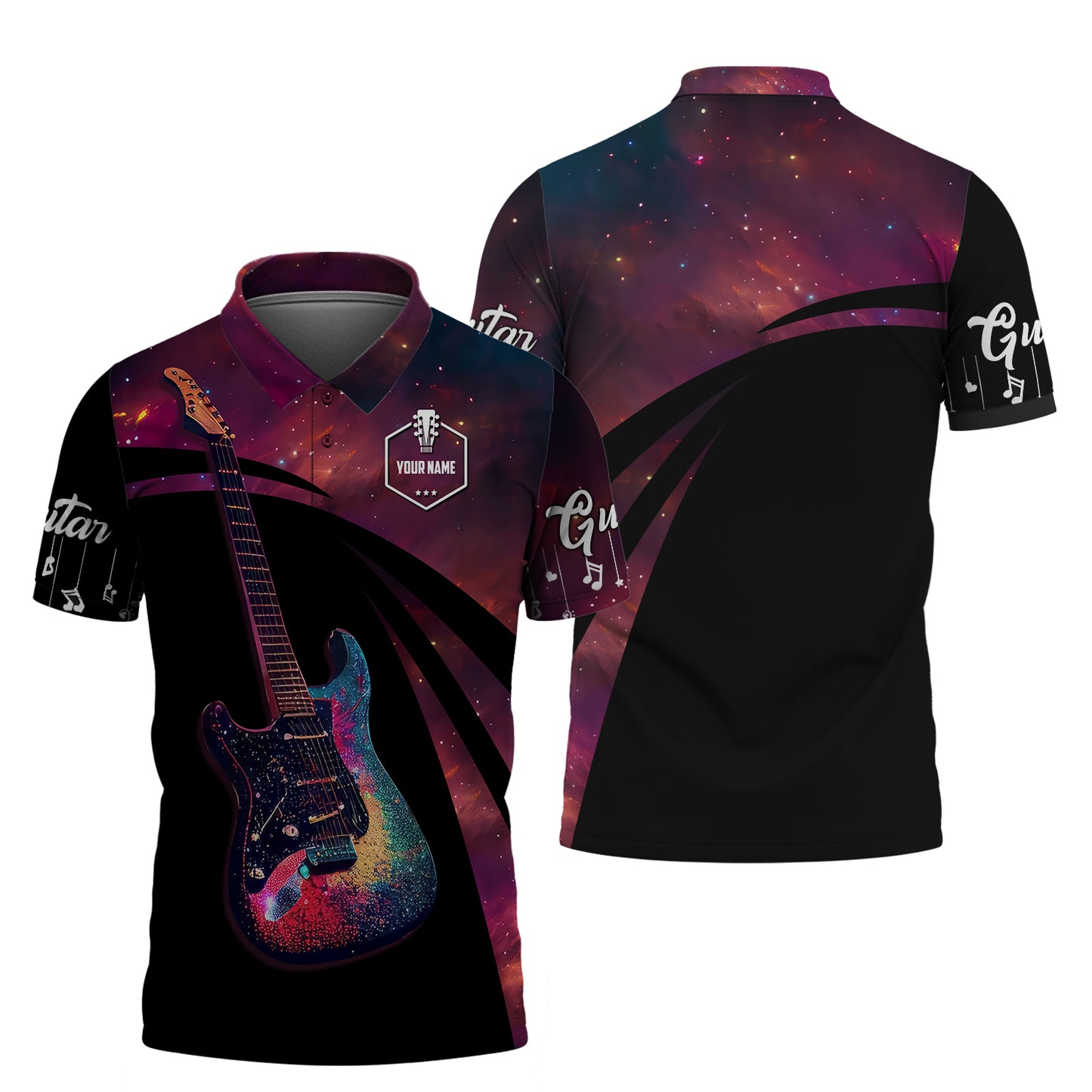 Galaxy Sky With Electric Guitar 3D Shirts Musical Instruments Guitar String Custom T-Shirts