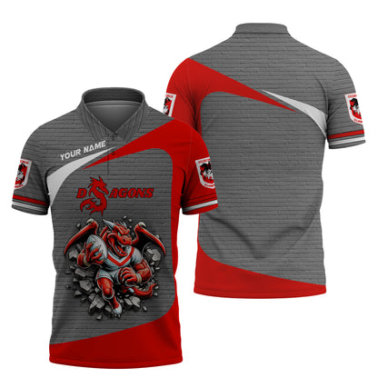 Rugby Custom T-Shirts  St George's Dragon 3D Shirts