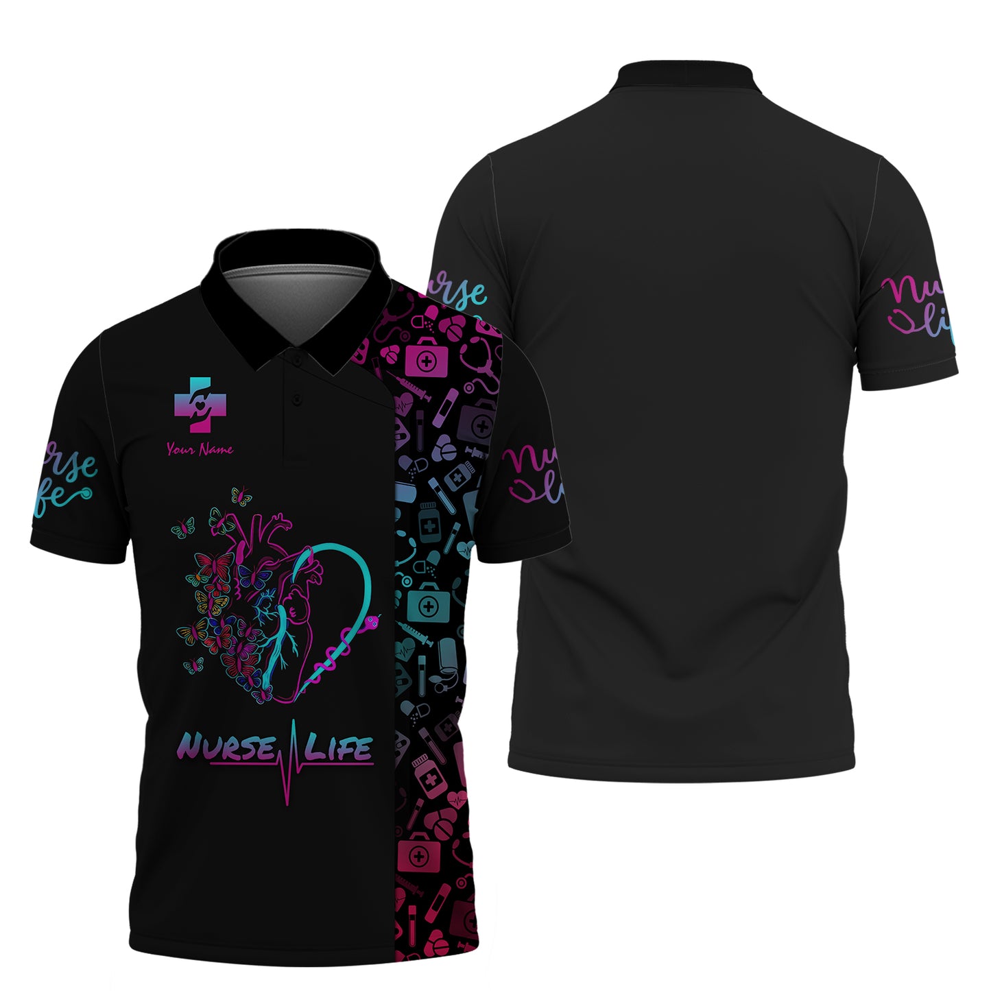 Neon Nurse Heart 3D Shirt Nurse Life Custom T-Shirts