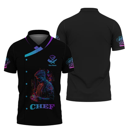 Cooking Chef 3D Shirt Gourmet Dinner With Amazing Food Neon Color Custom T-Shirts