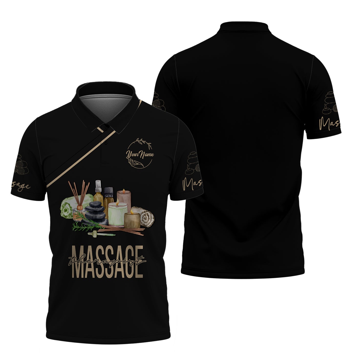 Massage Therapist Custom T-Shirts Watercolor Spa Set 3D Shirt