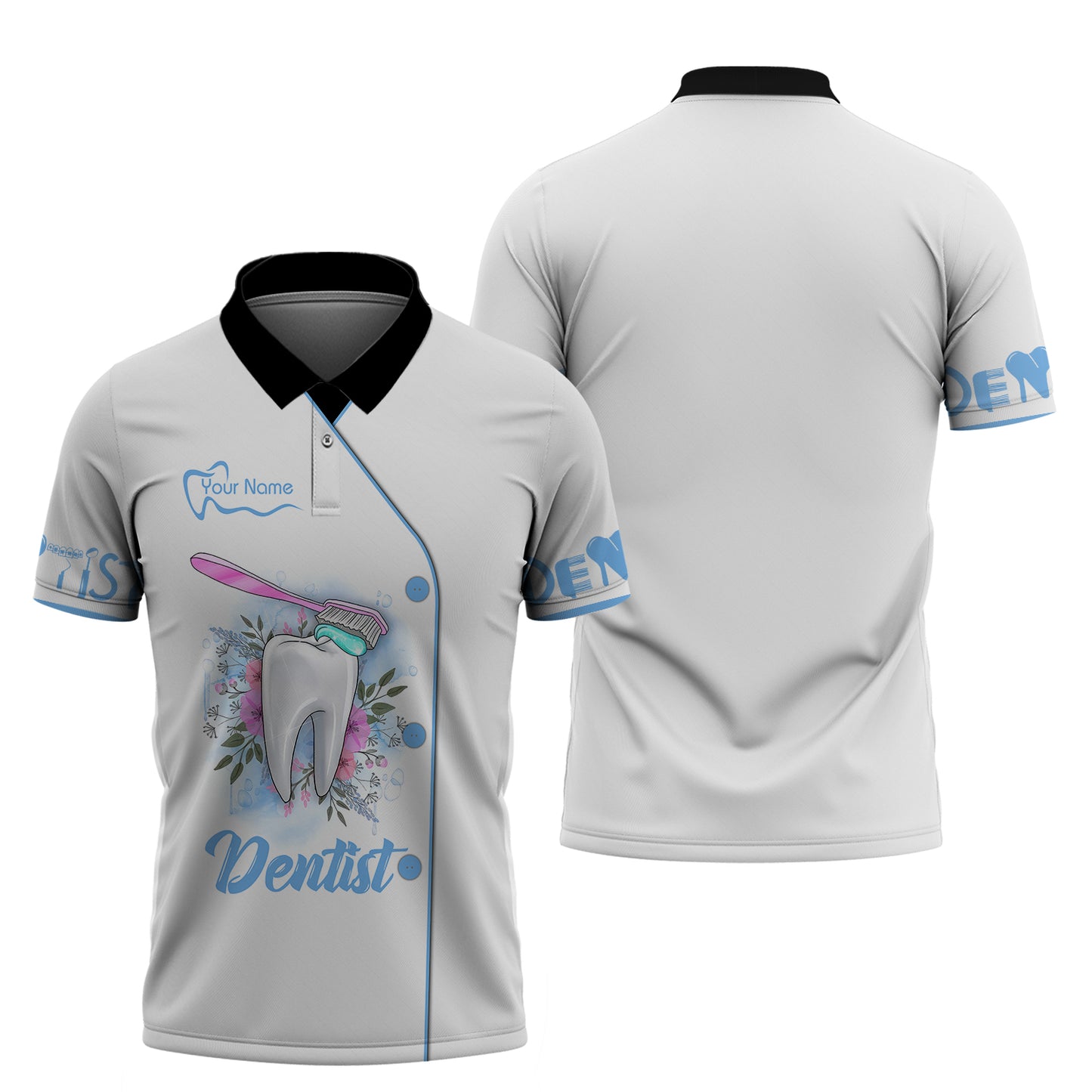 Dental Art Tooth Model With Toothpaste Brush 3D Shirt Dentist Custom T-Shirts