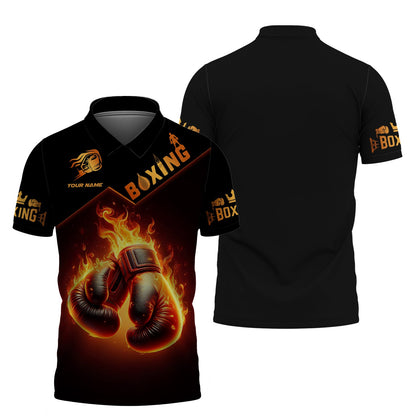 Zipper Hoodie Closeup Of Boxing Gloves With Fire 3D Shirts Boxing Custom T-Shirts