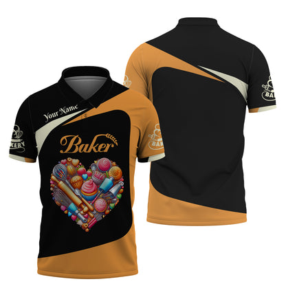 Heart With Baking Tools 3D Shirt Bakery Custom T-Shirts Gif For Baker