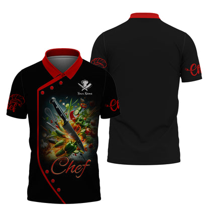 Chef's Knife Cuts Vegetables 3D Shirt Cooking Chef Custom T-Shirts