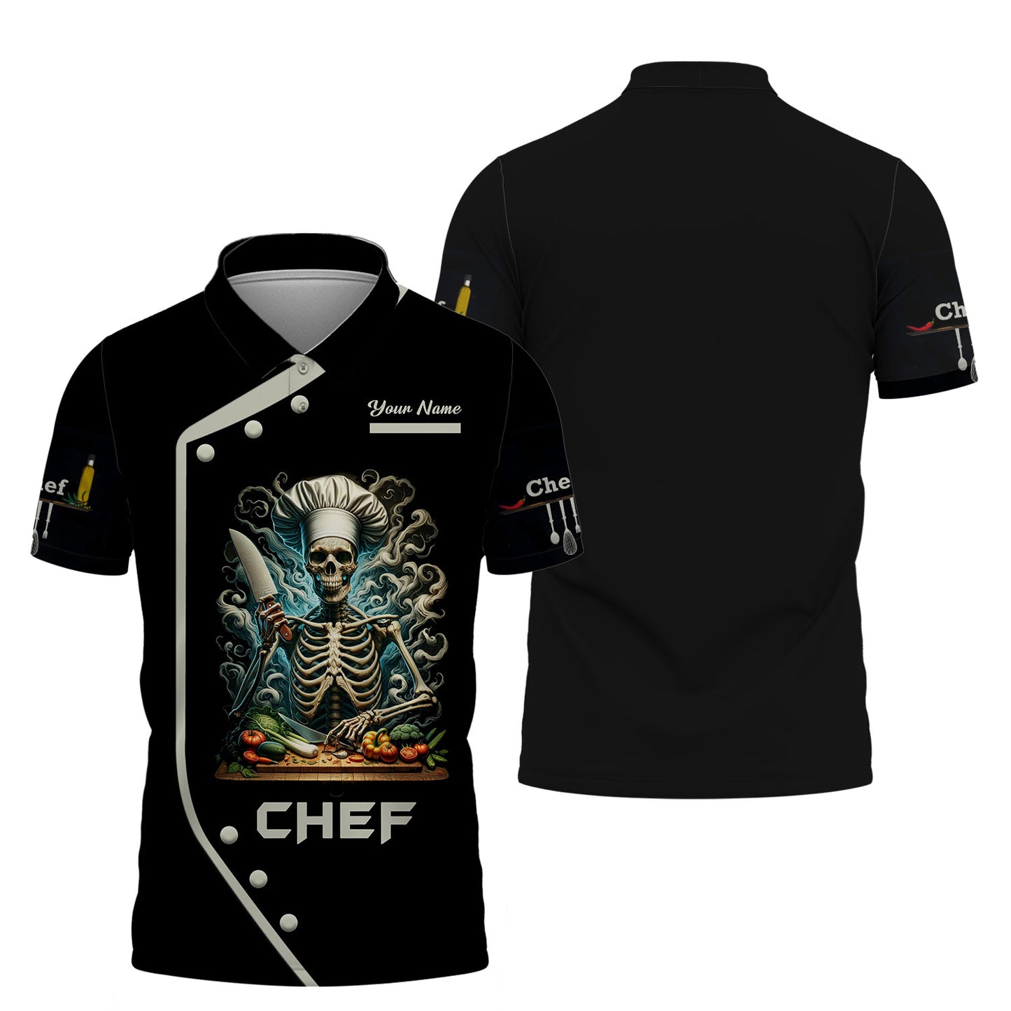 Chef Cooking Custom T-Shirts Chef Skeleton 3D Shirt