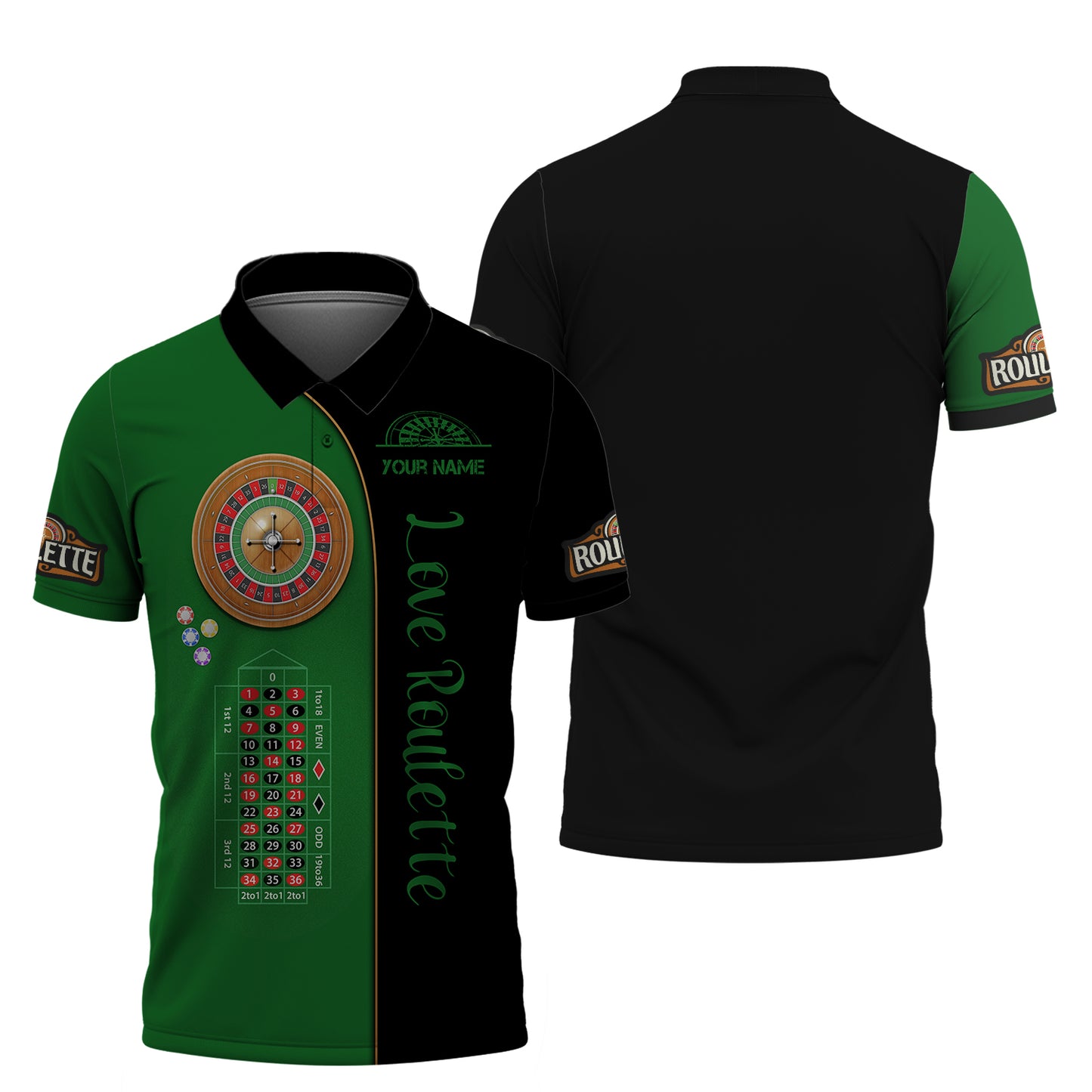 European Roulette Table 3D Shirt Casino Custom T-Shirts