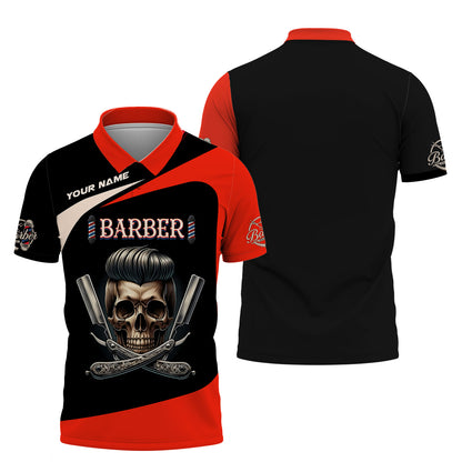 Personality Barbershop Custom T-Shirts Skull Barber 3D Shirt Gif For Barber