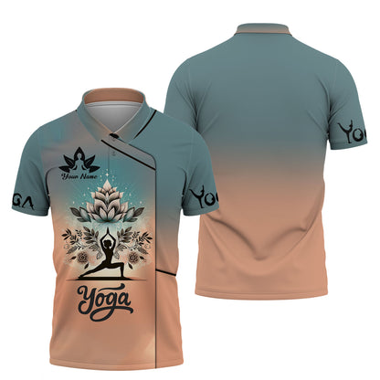 Yoga With Lotus Motifs 3D Shirt Psychic Enlightenment Custom T-Shirts