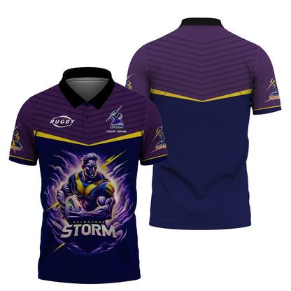 Zipper Hoodie Melbourne Storm 3D Shirt Rugby Custom T-Shirts