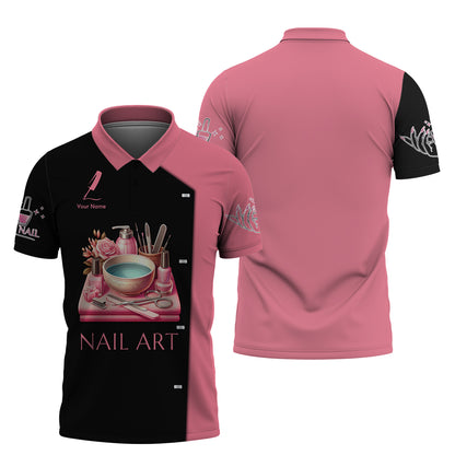 Rose Colored Nail Art Tools 3D Shirts Nails Artist Custom T-Shirts