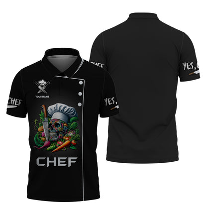 Chef Cooking 3D Shirt Skull Chef Kitchen Custom T-Shirts Gif For Chef