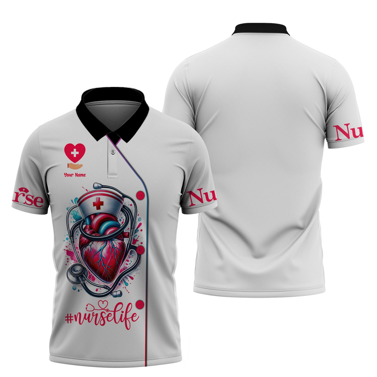 Nurse Life Custom T-Shirts Heart And Stethoscope 3D Shirt