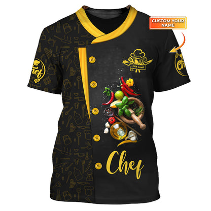 Mortar And Pestle With Pepper And Spices 3D Shirt Cooking Chef Custom T-Shirts