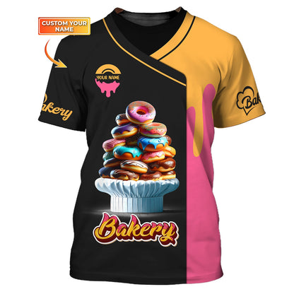 Zipper Hoodie Bakery Sweet Cake Custom T-Shirts Gif For Baker Colorful Delicious Donuts 3D Shirt