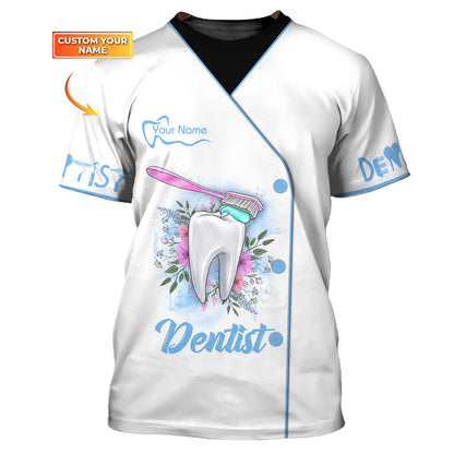 Zipper Hoodie Dental Art Tooth Model With Toothpaste Brush 3D Shirt Dentist Custom T-Shirts