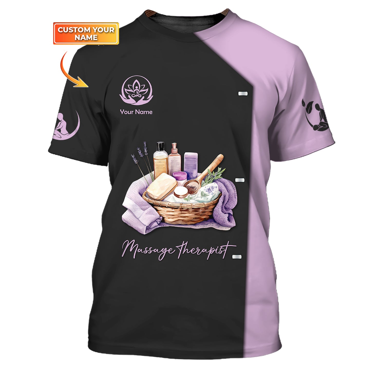 Lavender Physical Therapy 3D Shirt Massage Spa Set Custom T-Shirts, Gif For Therapist