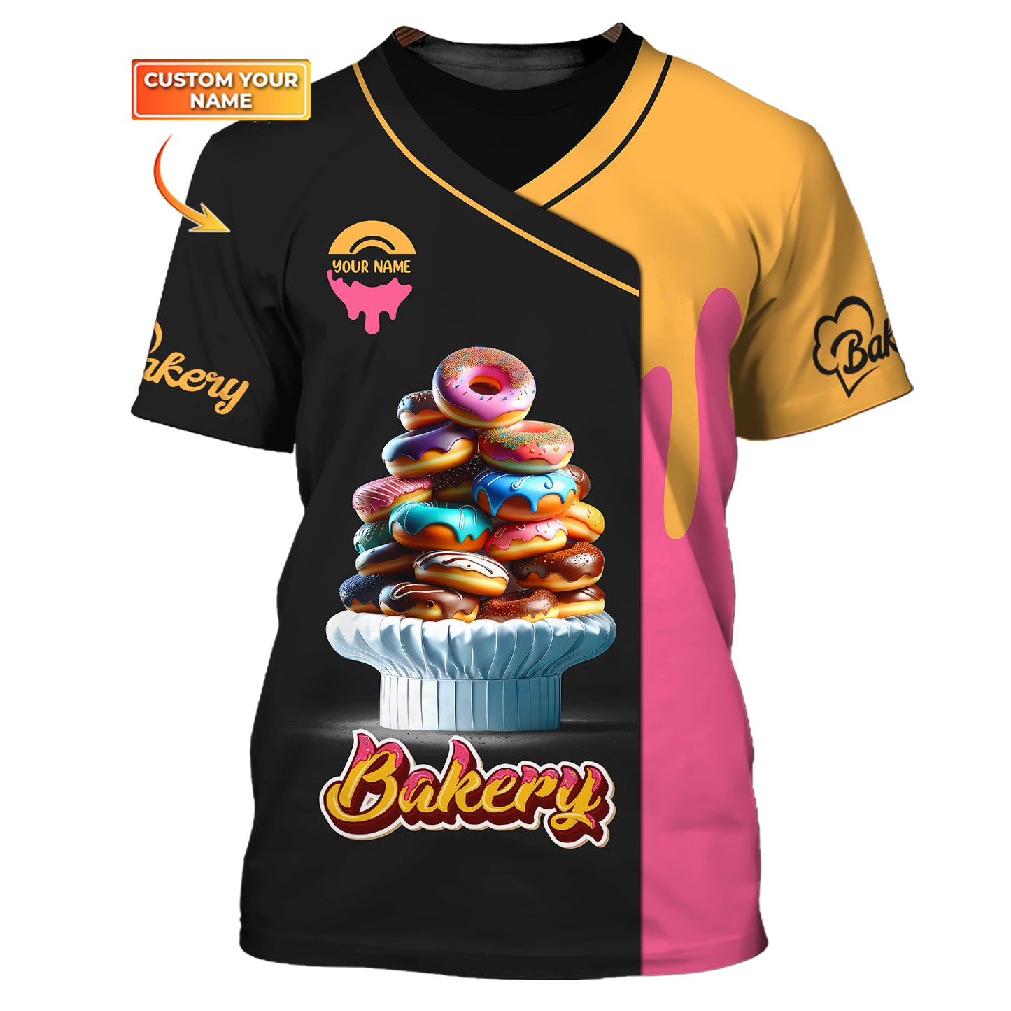 Bakery Sweet Cake Custom T-Shirts Gif For Baker Colorful Delicious Donuts 3D Shirt