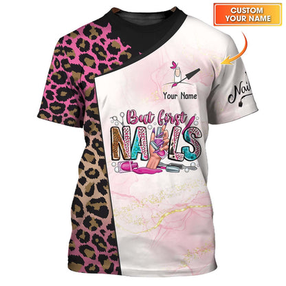 Leopard Nails Art Boutique 3D Shirts Nail Artist Custom T-Shirts